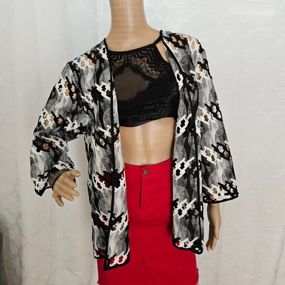 **Alfred Dunner Stylish Open-Front Mesh Cardigan** - Picture 7 of 9
